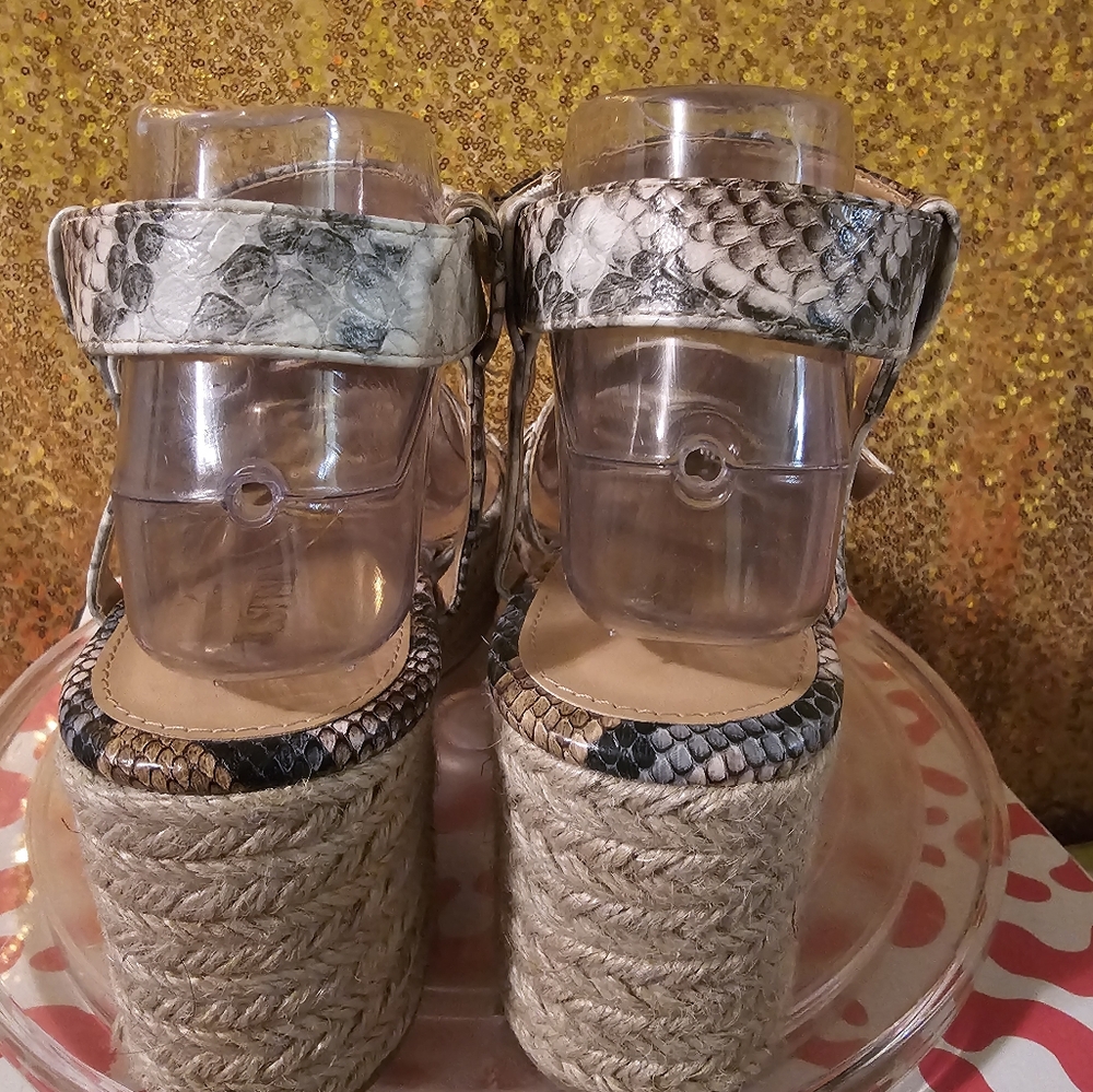 G NEW! Pool Day Heeled Sandal 👡 snakeskin multi color chic animal print - Picture 4 of 12